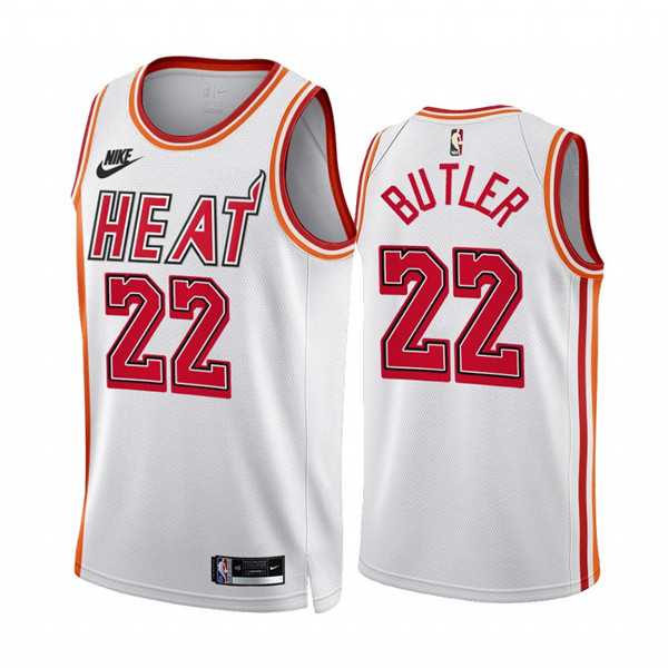 Mens Miami Heat #22 Jimmy Butler White Classic Edition Stitched Basketball Jersey Dzhi